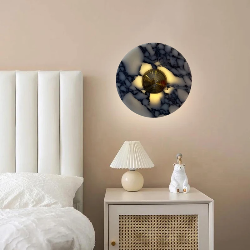 Imagem -03 - Estilo Art Deco Luz de Parede Pedra de Metal Dourado Quarto Foyer Escadas Corrediço Lâmpada Atmosfera Dropshipping 3000k 20 cm 25 cm 30cm Novo