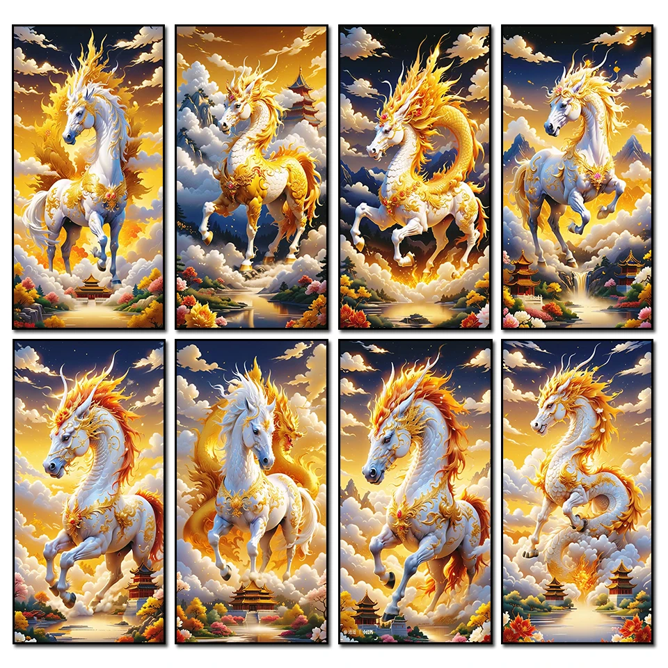 

﻿The mythical beast with a dragon head and a horse Diamond Painting New 2024 Art Cross Stitch Full Diamond Mosaic Home Decor