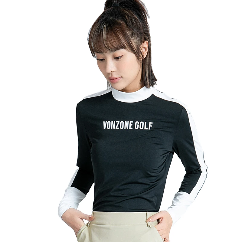 VZ Golf Clothing Women's Spring New Outdoor Quick Drying Sports Shirt Contrast Color Pullover Casual Long sleeved T-shirt Top