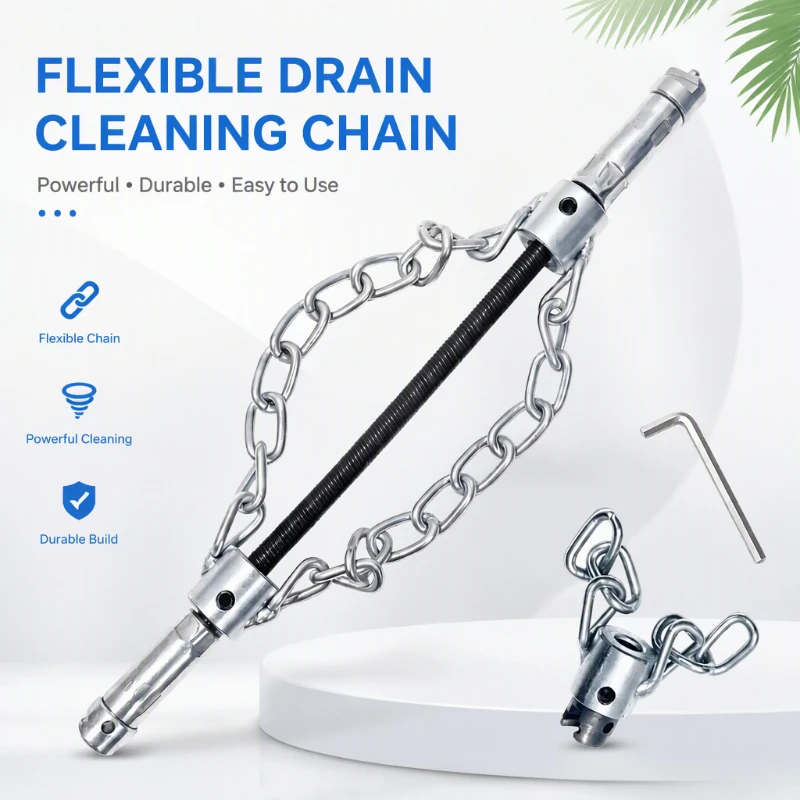 Flexible Drain Cleaning Chain Pipe Clog Remover Cutter Head for Sewer Drain Blockage Removal Tool