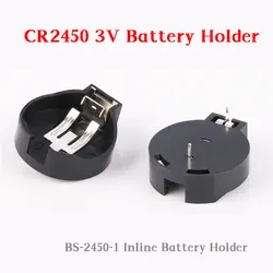 5- 50pcs CR2450 Battery Case Holder BS-2450-1 3V 2 Pins Direct Plug Button Cell Box 2450 Battery Storage Case Compartment