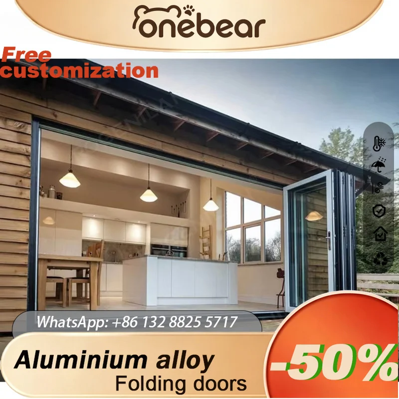 

Any Size Custom Aluminum Glass Accordion Door Foldable Sliding Window Household Outdoor Sunroom Patio Flexible Entry Door