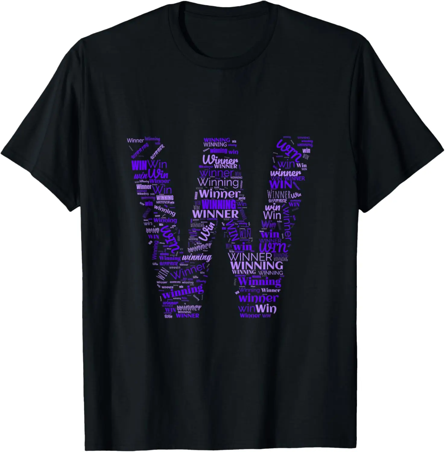 Purple Walking W - Win Purple Color Graphic T-Shirt