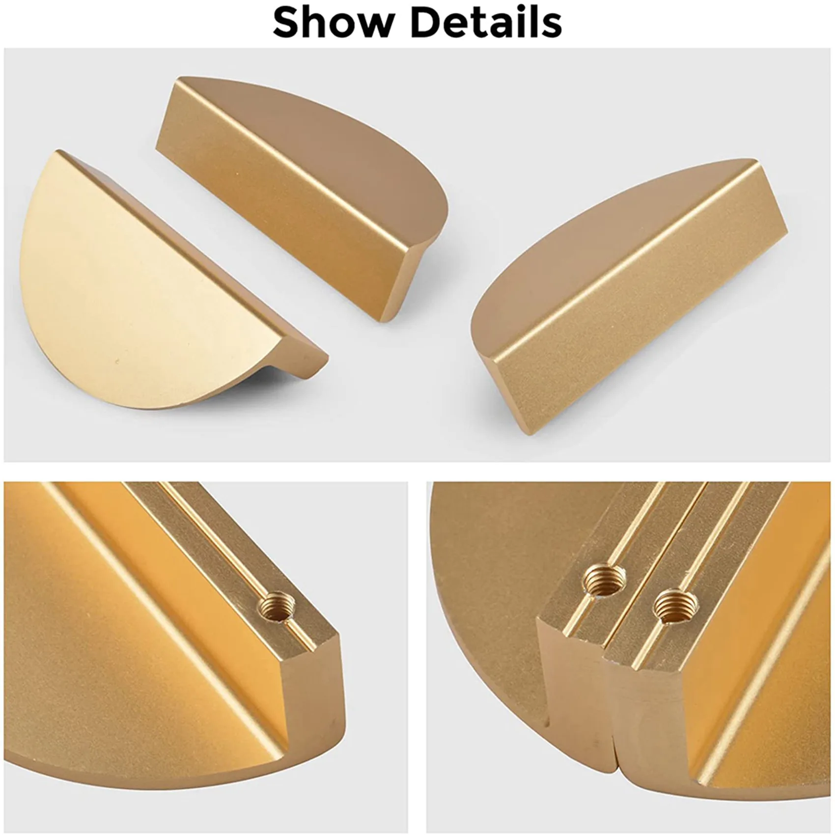 ABUH-24Pack Champagne Drawer Pulls,2.5 Inch Half Moon Cabinet Drawer Pulls Kitchen Handles, Modern Cabinet Hardware Pulls