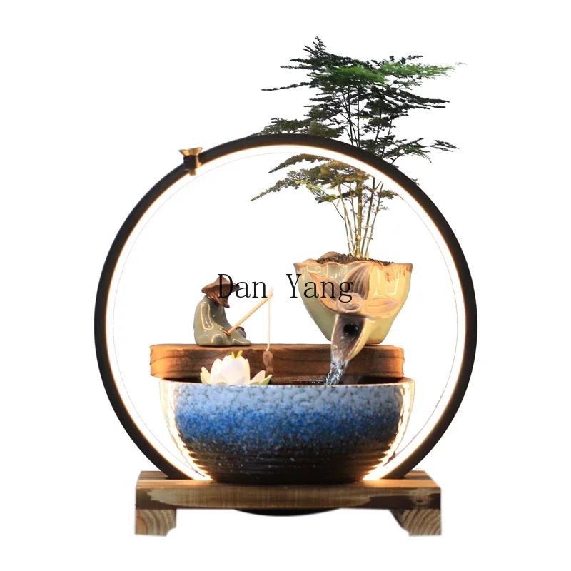 

yj water flow device ornament opening gift making a fortune office small fish tank new Chinese ceramic zen living room soft