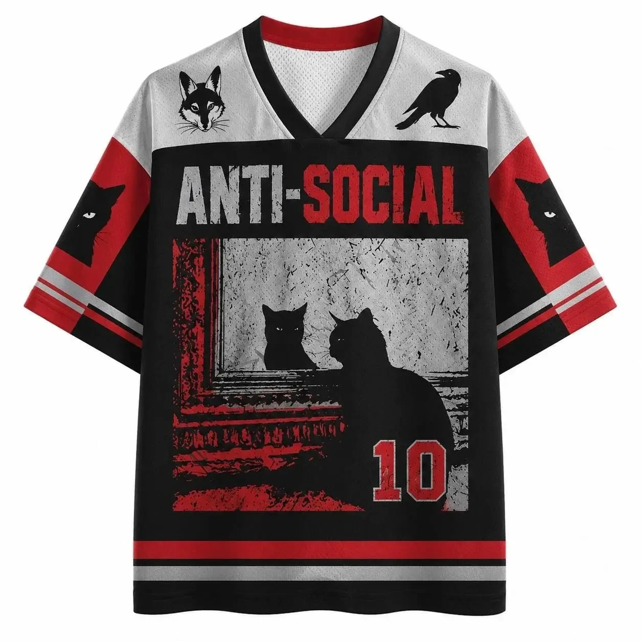 Men Women Fun Gothic Cat Animal Graphic Crew Neck Short Sleeve Y2K Streetwear Casual T‑Shirt Trendy Top