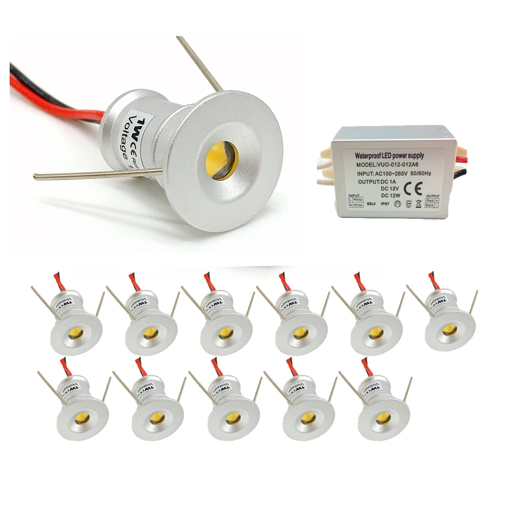 15MM Recessed LED Spotlight 12V Mini LED Cabinet Lamp with Driver AC110 240V Jewelry Display Light Indoor Ceiling Downlight
