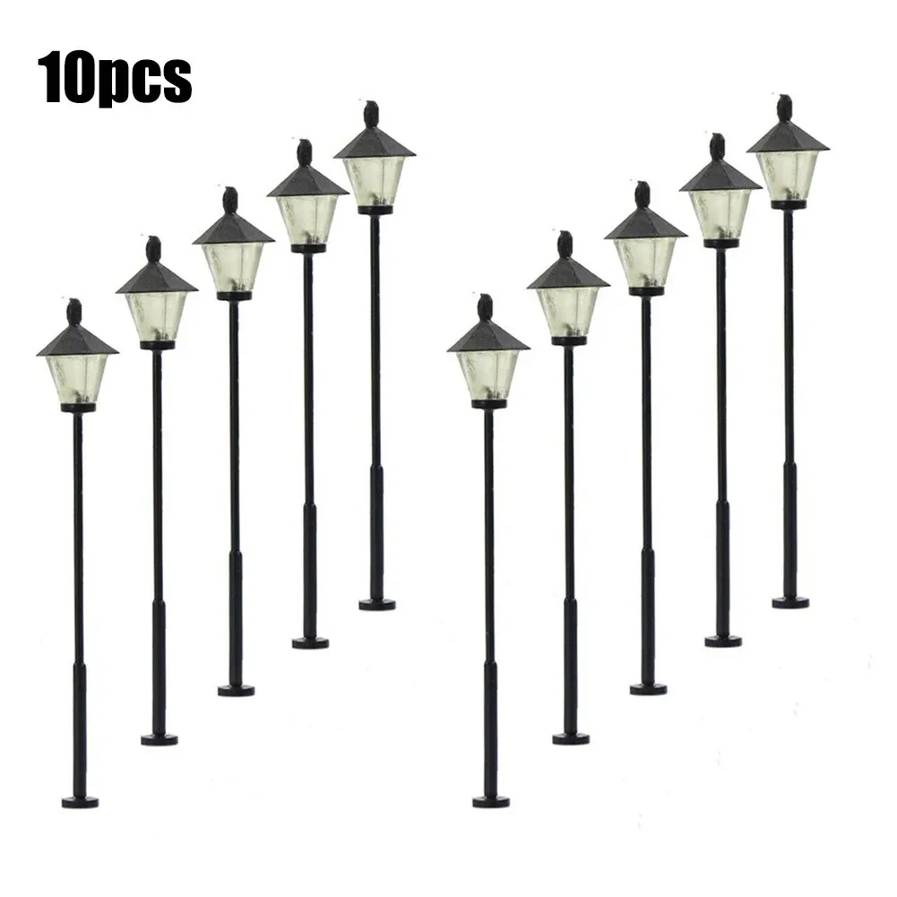 10pcs 모델 LED 가로등 H0 주차 조명 5.5cm 3-12V 주차 조명 세트 정원 램프 놀이터 풍경 램프