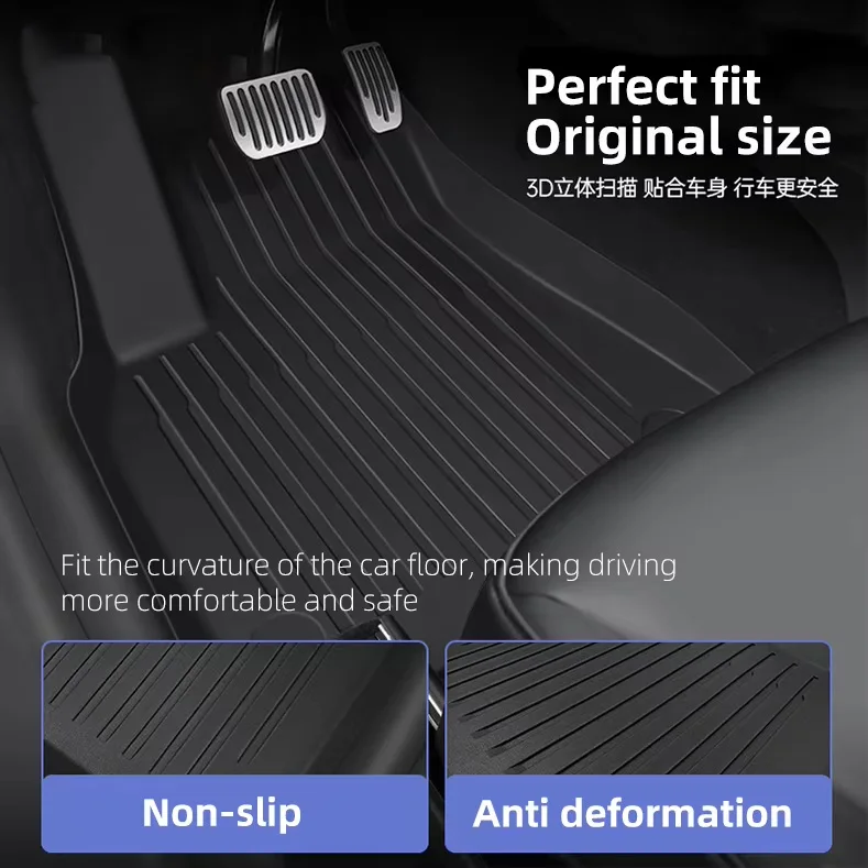 For Tesla Model Y 2021-2024 Floor Mat Hand Drive TPE Carpet Waterproof Weather-resistant Foot Pads Mats