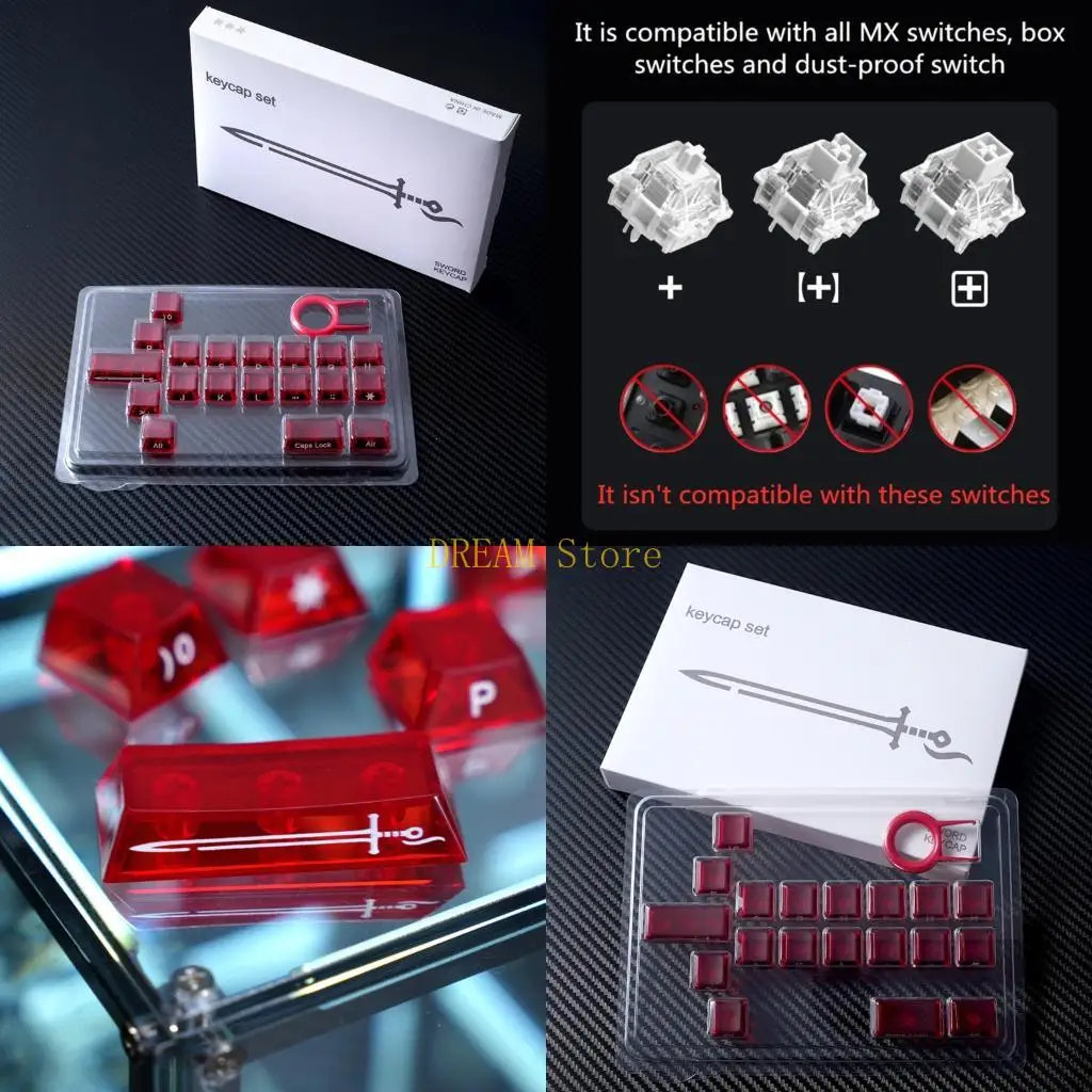 Side Printed Clear Lettering Keycaps Set 19-Key Featuring Artistic Unique Designs For Gamers best sale