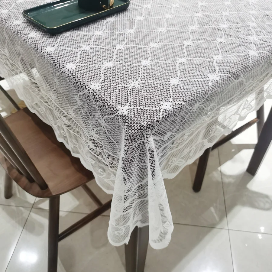 1 Stück Elegante Weiße Gewebte Spitzen-Tischdecke für Couchtisch Luxuriöse Atmosphäre Tischabdeckung Dekorationsstoff – Detail 7