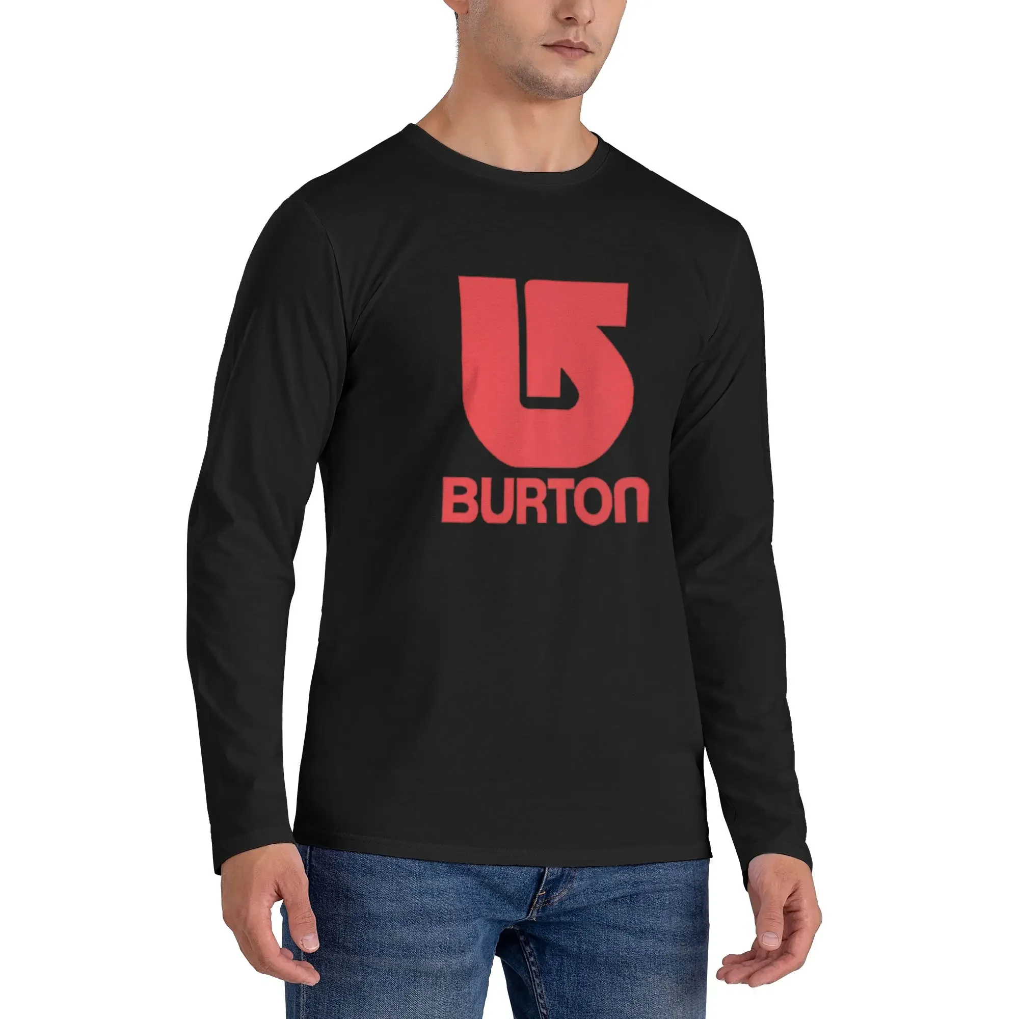 

Burton Snowboard Sportive Men's Long Sleeved T-shirt Casual Round Neck T shirts Spring and Autumn Men tops