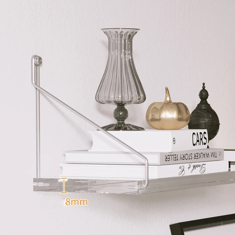 Acrylic Transparent Racks No Punching Wall Shelves Living Room Study Bookshelf Kitchen Straight Partition Modern Display Shelf