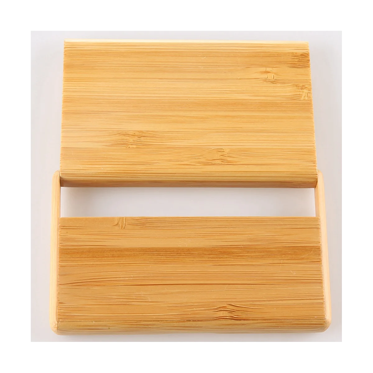 حامل بطاقات أعمال خيزران محمول ، صندوق تخزين قابل للطي