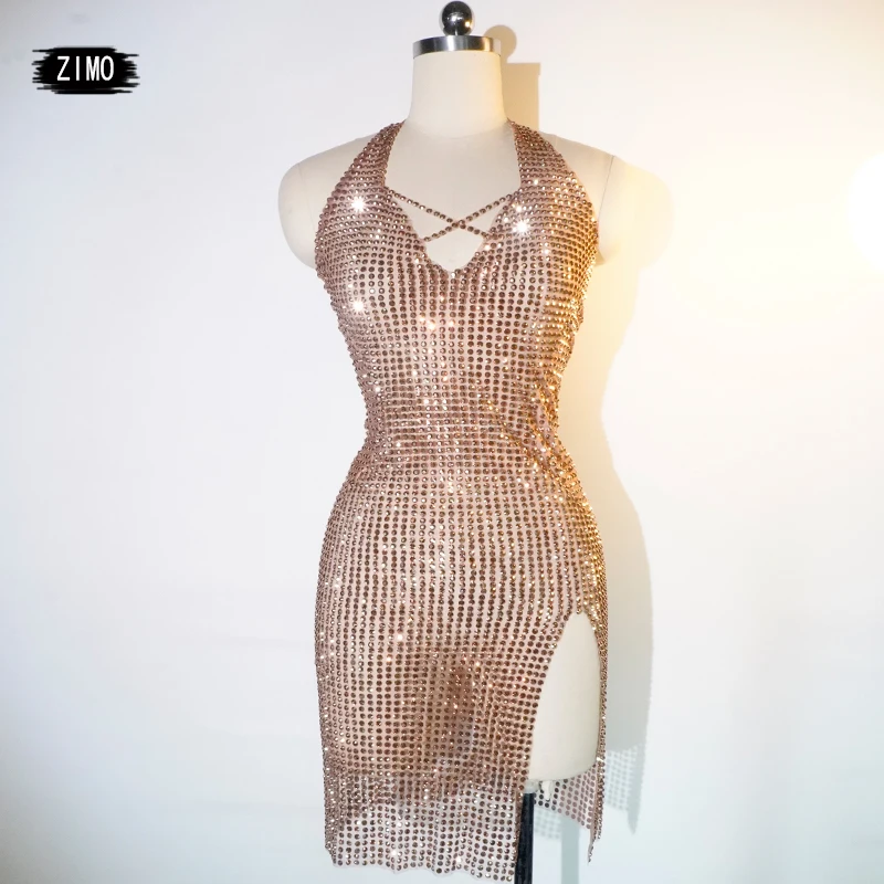 

New Sexy Pink Dress Womens Transparent Nude Mesh Dress Party Club Graduation Birthday Singe Festival Stage Drag Queen Outfit
