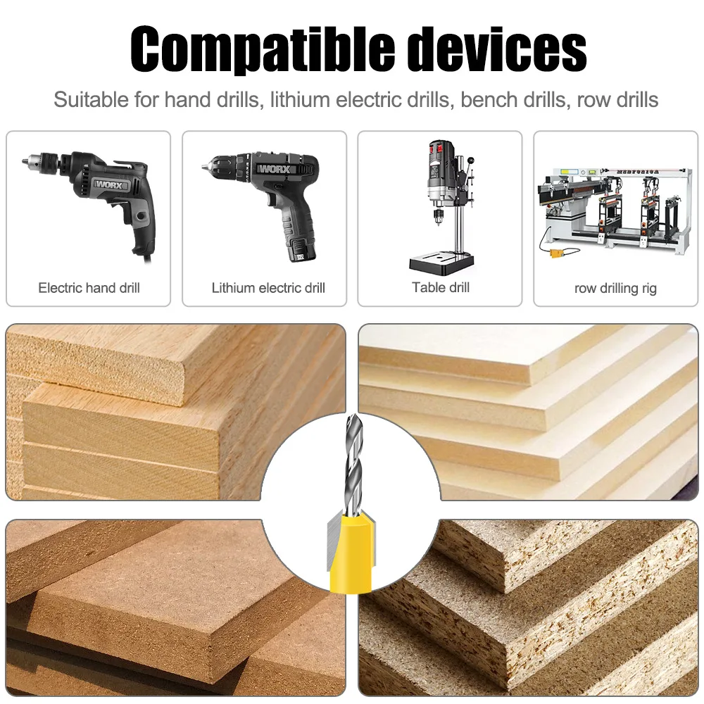 1 Pc 8mm 12mm Woodworking Countersink Drill Perforator Alloy Head Hole Drill Wood Screw Mounting Step Drill Bit