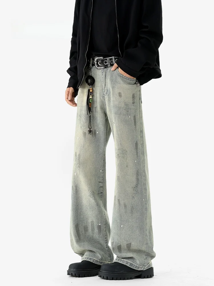 

Мужские джинсы MMOPTOP American Graffiti в винтажном стиле, свободные прямые брюки из хлопкового денима с карманами, тренд весны