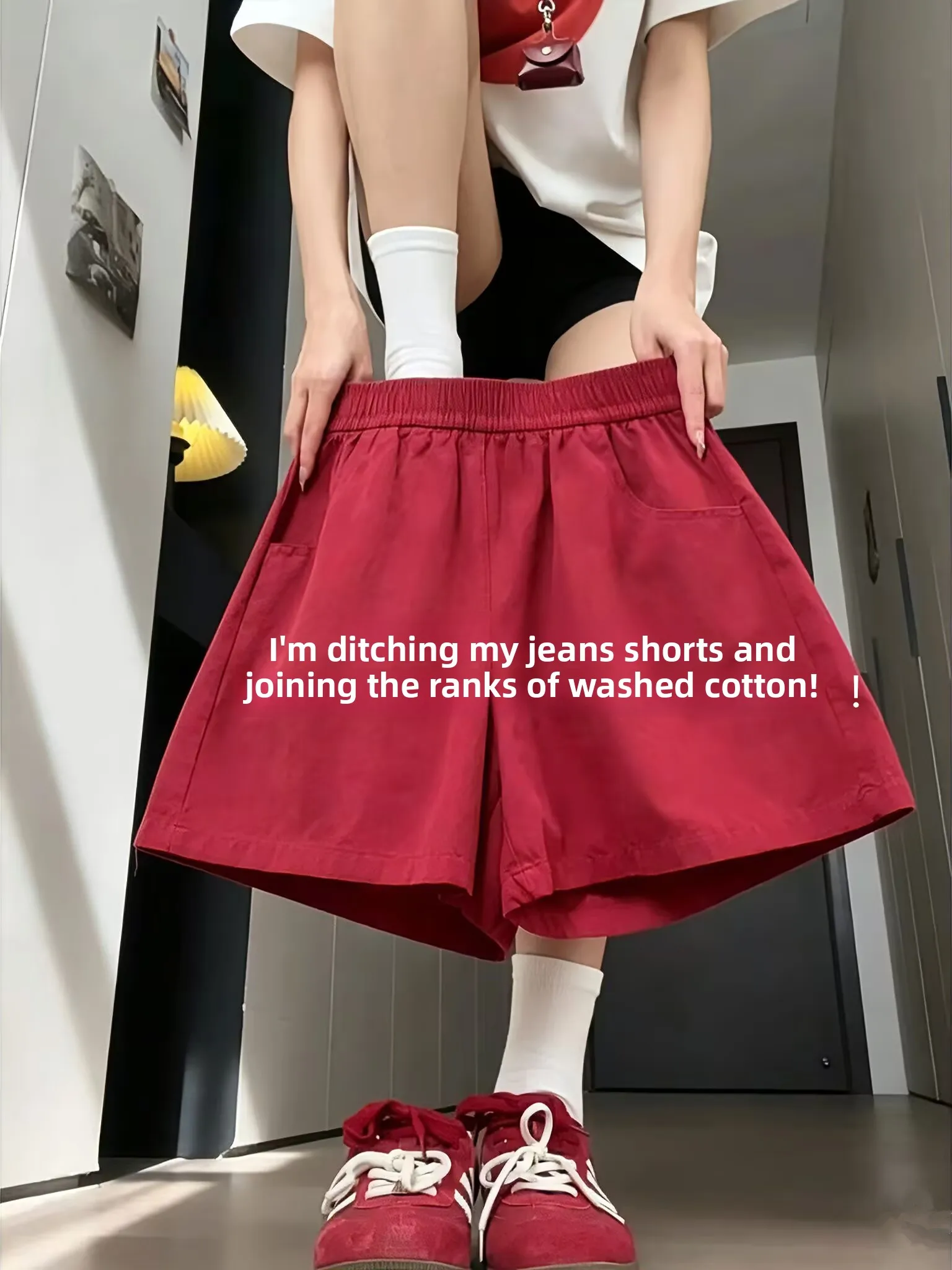 

High Waist Loose Fit Cotton Shorts Women's Casual Wide Leg Pants Summer New Style Comfortable Breathable Sportswear Trousers