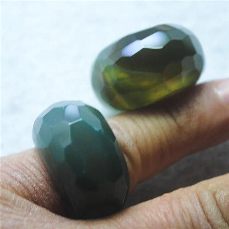 

1PC Natural Gemstone Rings Green Jade For Finger Wearring Size 13MM Hole Diameter 3 Colors Choice