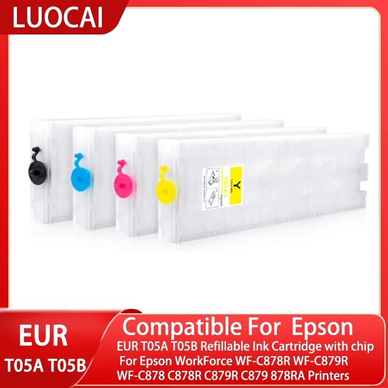 EUR T05A T05B Refillable Ink Cartridge with chip For Epson WorkForce WF-C878R WF-C879R WF-C878 C878R C879R C879 878RA Printers