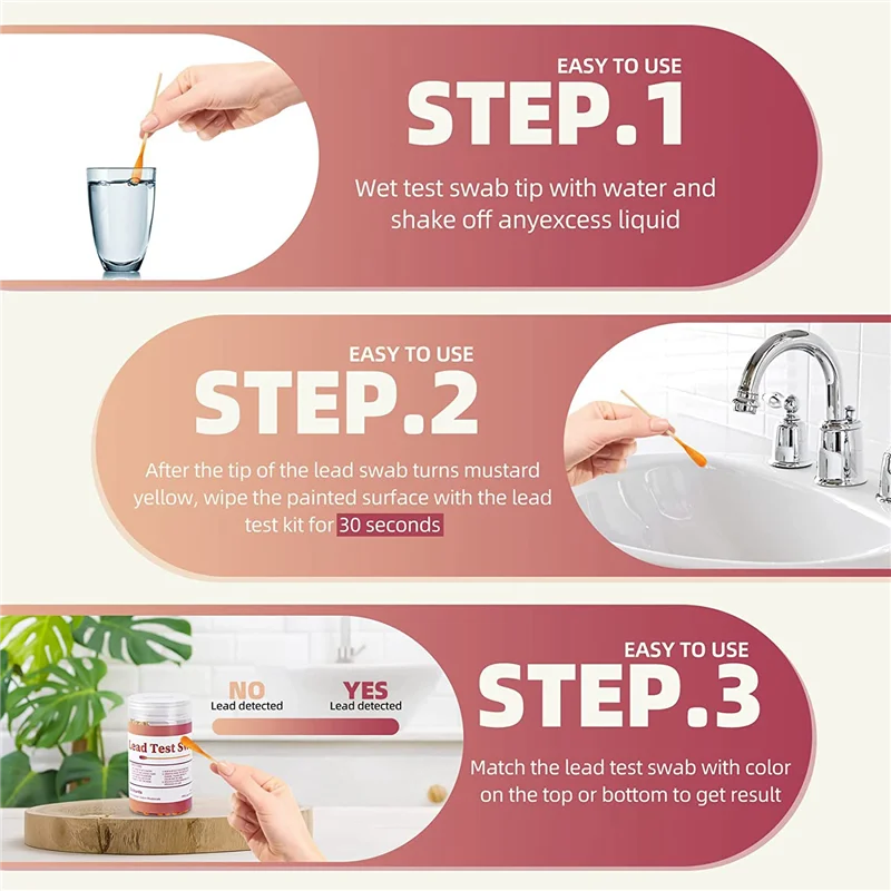 Tamponi per test con piombo caldo - Kit per test di vernice al piombo, tampone per controllo piombo per uso domestico, risultati di prova in (60 pezzi)