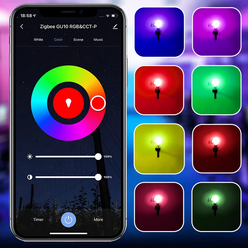 Moes tuya zigbee gu10 wifi smart led lampen rgb c w weiß dimmbare lampen smart life app steuerung glühbirnen stimme alexa/google