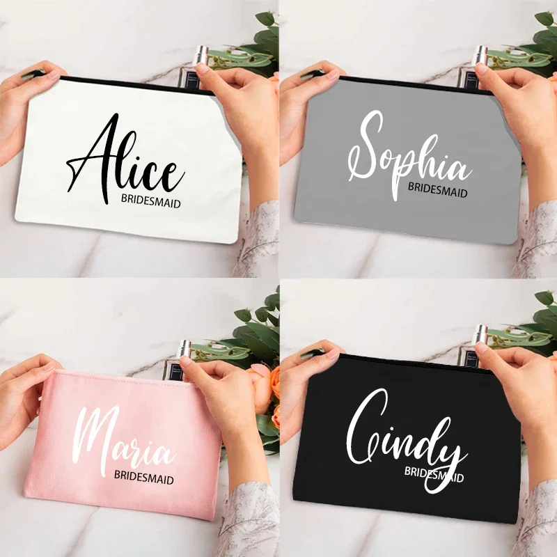 Personalized Name Bridesmaid Cosmetic Bag Bachelorette Party Makeup Bag Toiletries Organizer Pouch Purse Wedding Bridesmaid Gift