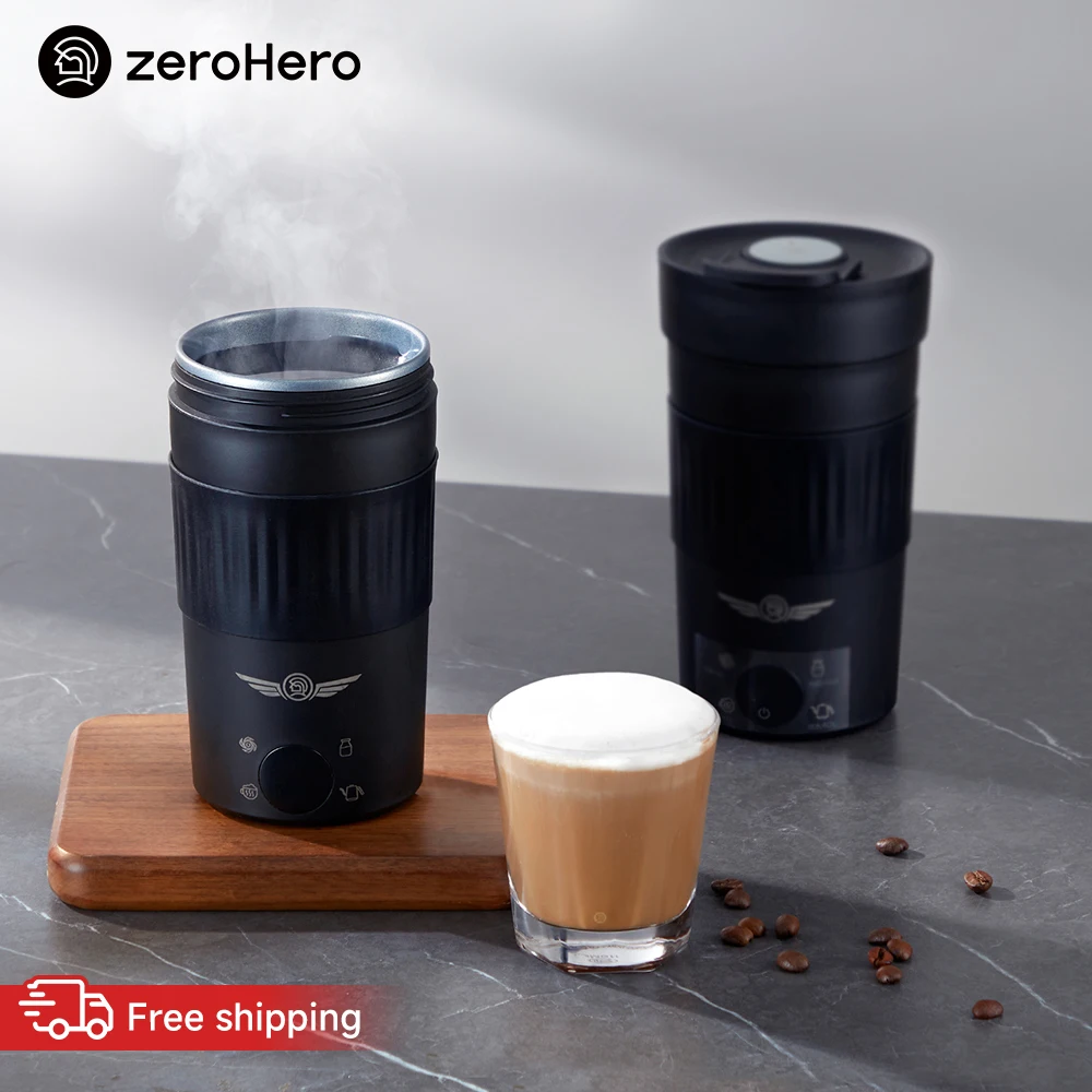 zeroHero Artist Cup Frother 300ml Drink Through Lid USB Type-C for Home Office Espresso Latte Art Coffee Brewing Tools Set Pro X
