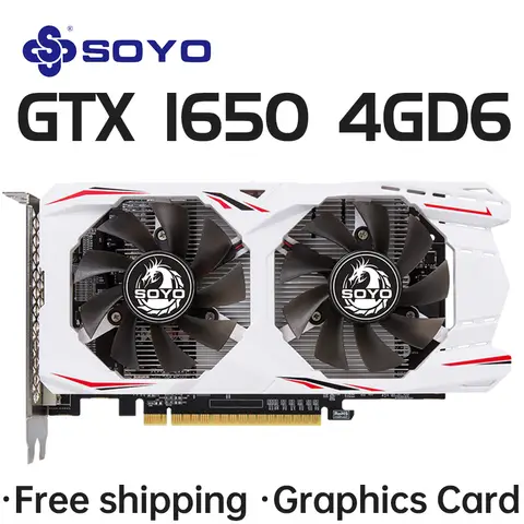 SOYO New Gaming Graphics Cards NVIDIA GeForce GTX 1650 4GB GDDR6 128 Bit Desktop GPU Video Card For PC Computer Components