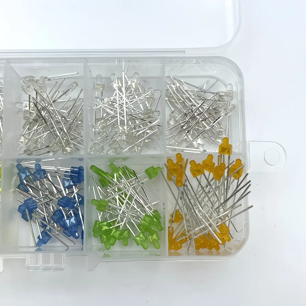 200pcs/Lot 2MM LED Assortment Kit Primary Water Clear Red Blue Green Yellow Orange White DIY Diode Pack Six Colors