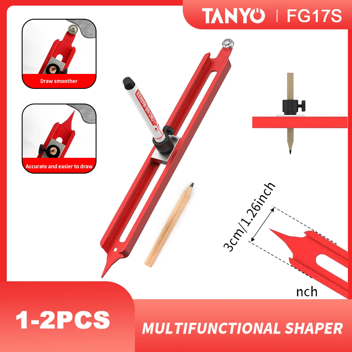 1-2Pcs Precise Contour Scribe Tool Adjustable Pencil Holder for Carpenter, Tiling, Construction to Draw Contour Lines of Objects