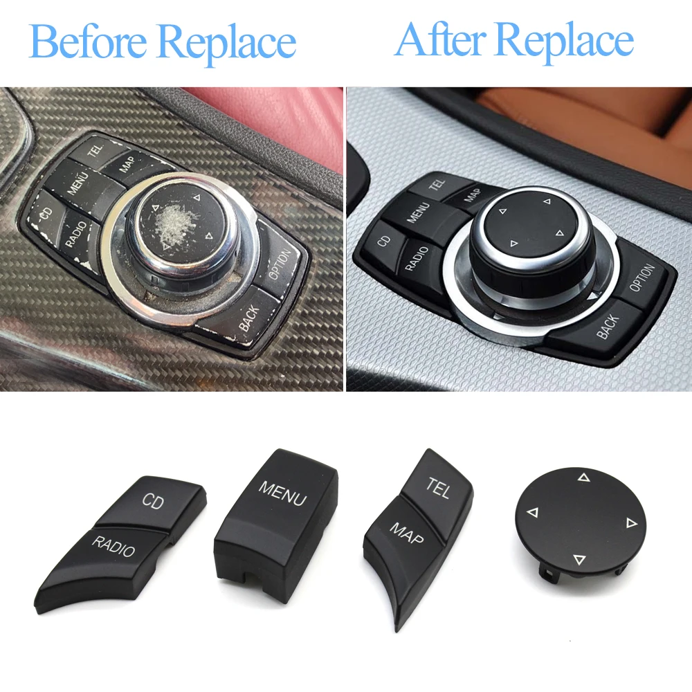 Car Console Multimedia Control Knob Button Cover For BMW 1 3 5 X1 X5 X6 Series E87 E90 E91 E92 E60 E84 E70 E71 E72 65829240956