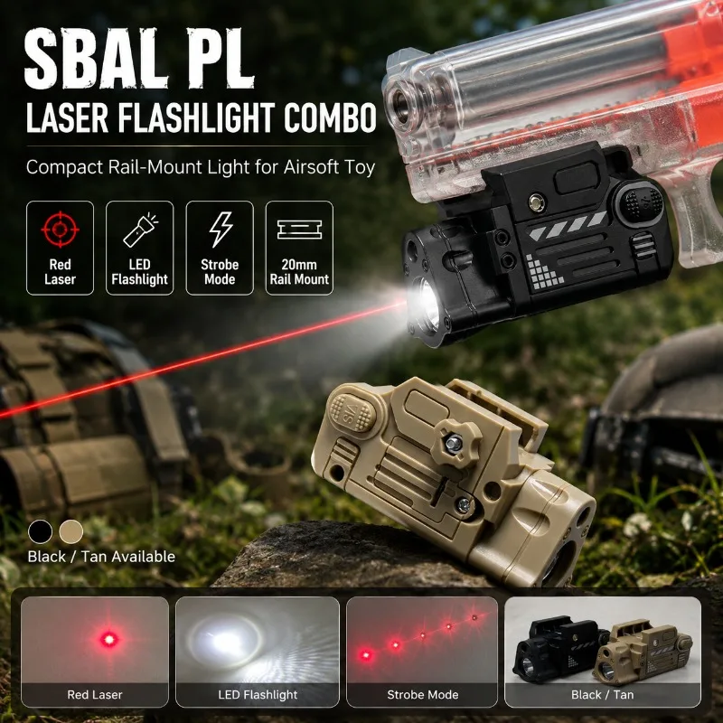 SBAL PL Combo Laser Flashlight Red Dot LED Torch Fit 20mm Rail Airsoft Outdoor Game Toy Accessories view 2