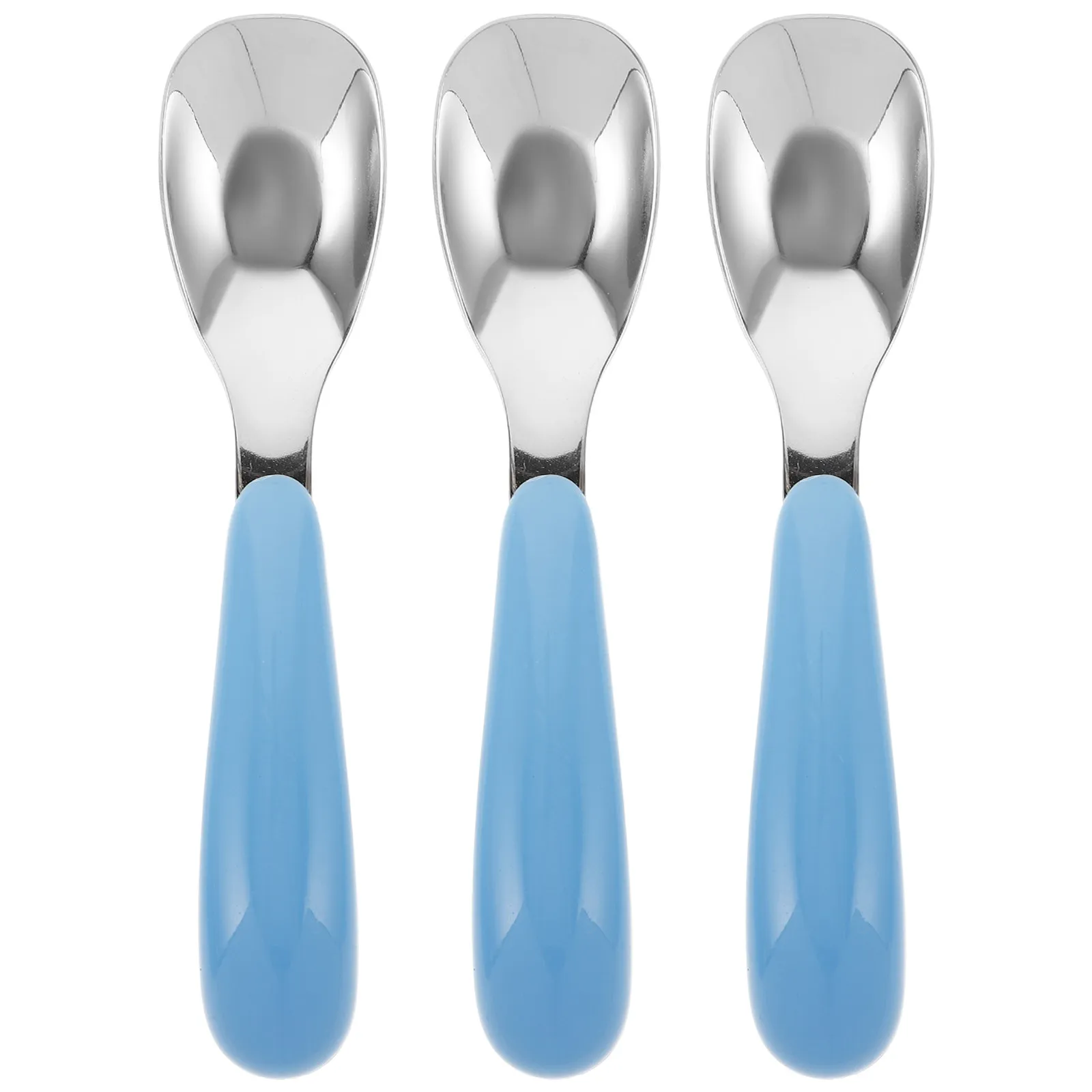 

3Pcs Stainless Steel Baby Spoons Toddler Spoon Set Small Spoons for Dessert Easy Grip Children Feeding Supplies