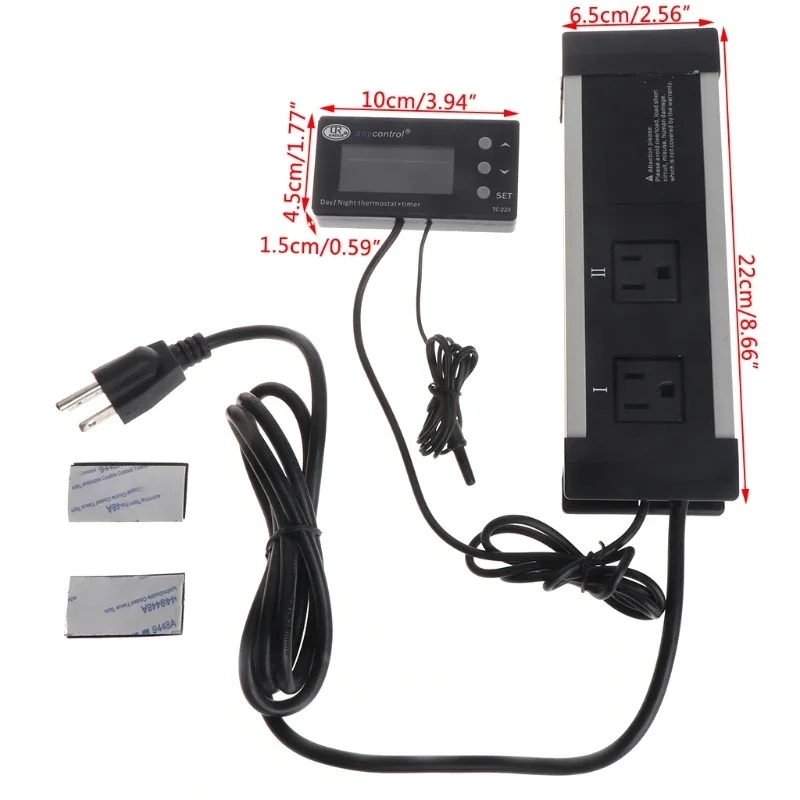 TC-220 0-50C يوم/ليلاً ON OFF ترموستات الزواحف الرقمي مع منظم مؤقت وحدة تحكم في درجة الحرارة البرمائية الحيوانية