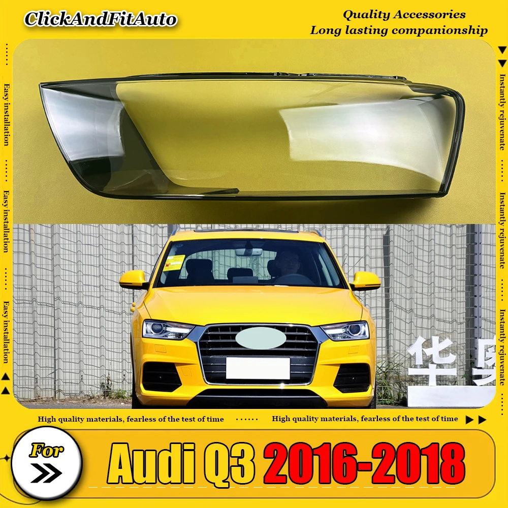 

For Audi Q3 2016-2018 Headlight Cover Transparent Mask Headlamp Lamp Shell Lens Replace Original Lampshade Plexiglass