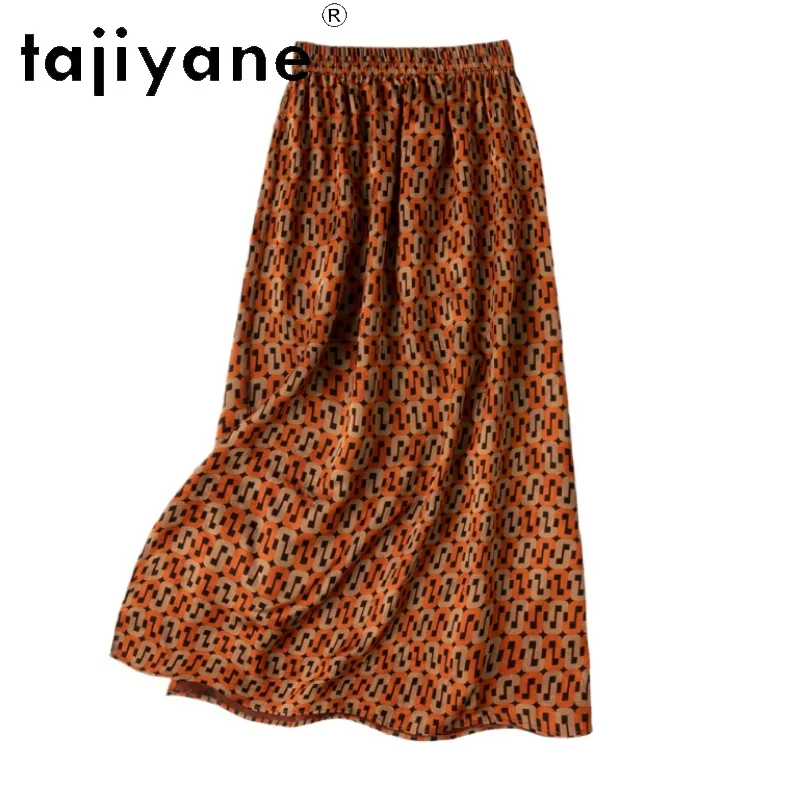 

TAJIYANE 100% Natural Mulberry Silk Skirt Fashion Summer Skirts Woman Clothing 2025 Printed Long Skirt Faldas Para Mujeres