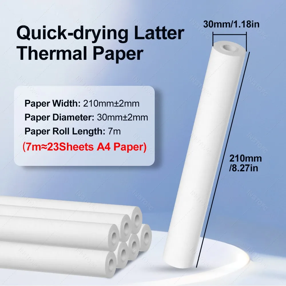 A4 Thermal Paper Rolls 210*30mm&Protective Case Anti Falling Carry Bag with Zipper for A40 Wireless Bluetooth Portable Printer