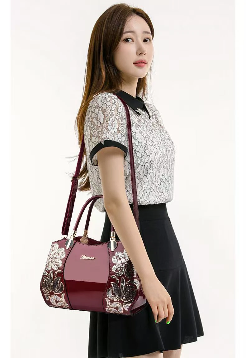 

2026 новые модные женские сумки с цветочным принтом, европейский дизайн, женские сумки на плечо из лакированной кожи, брендовая роскошная сумка через плечо для девочек