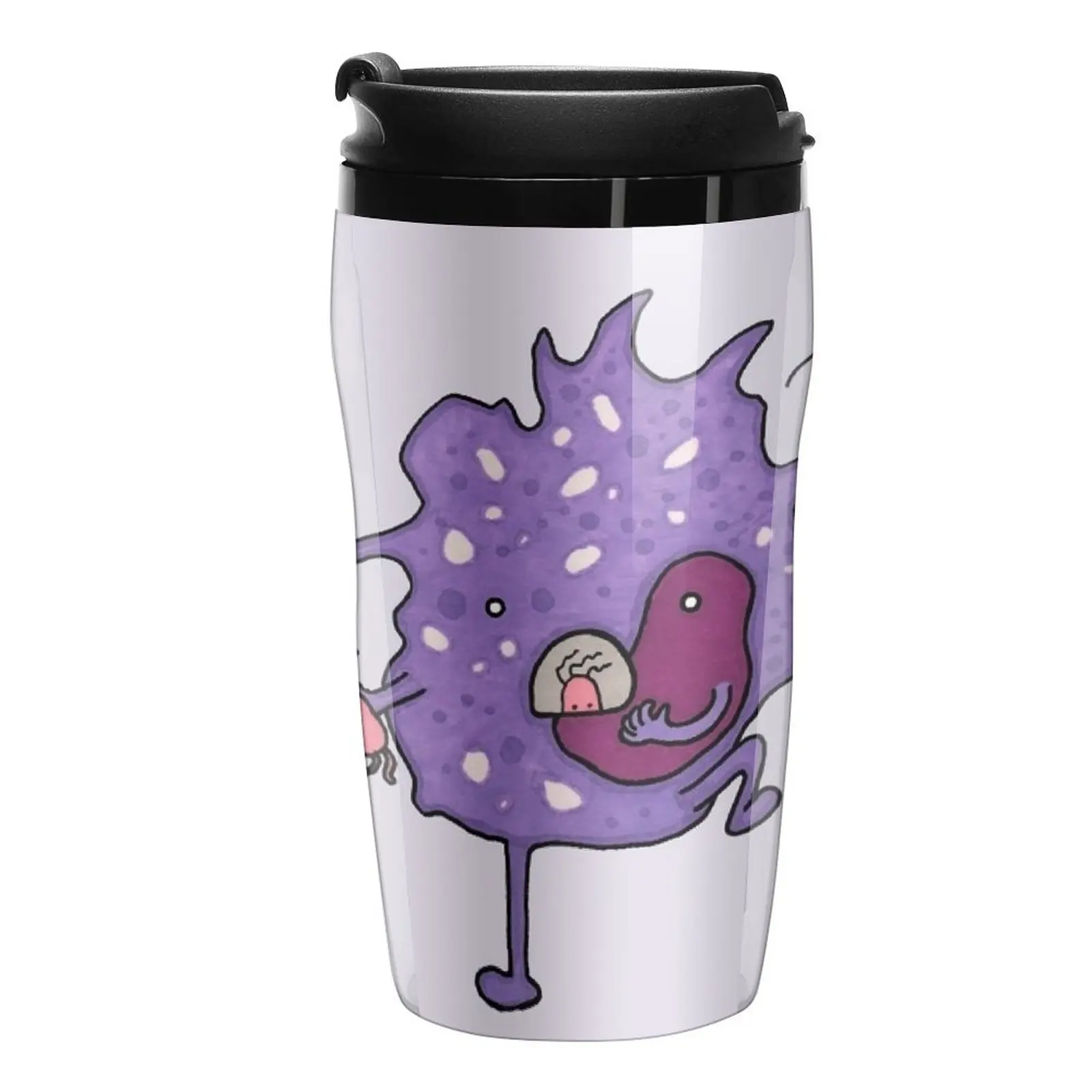 

New Macrophage says NOM! Travel Coffee Mug Latte Cup Vintage Cup