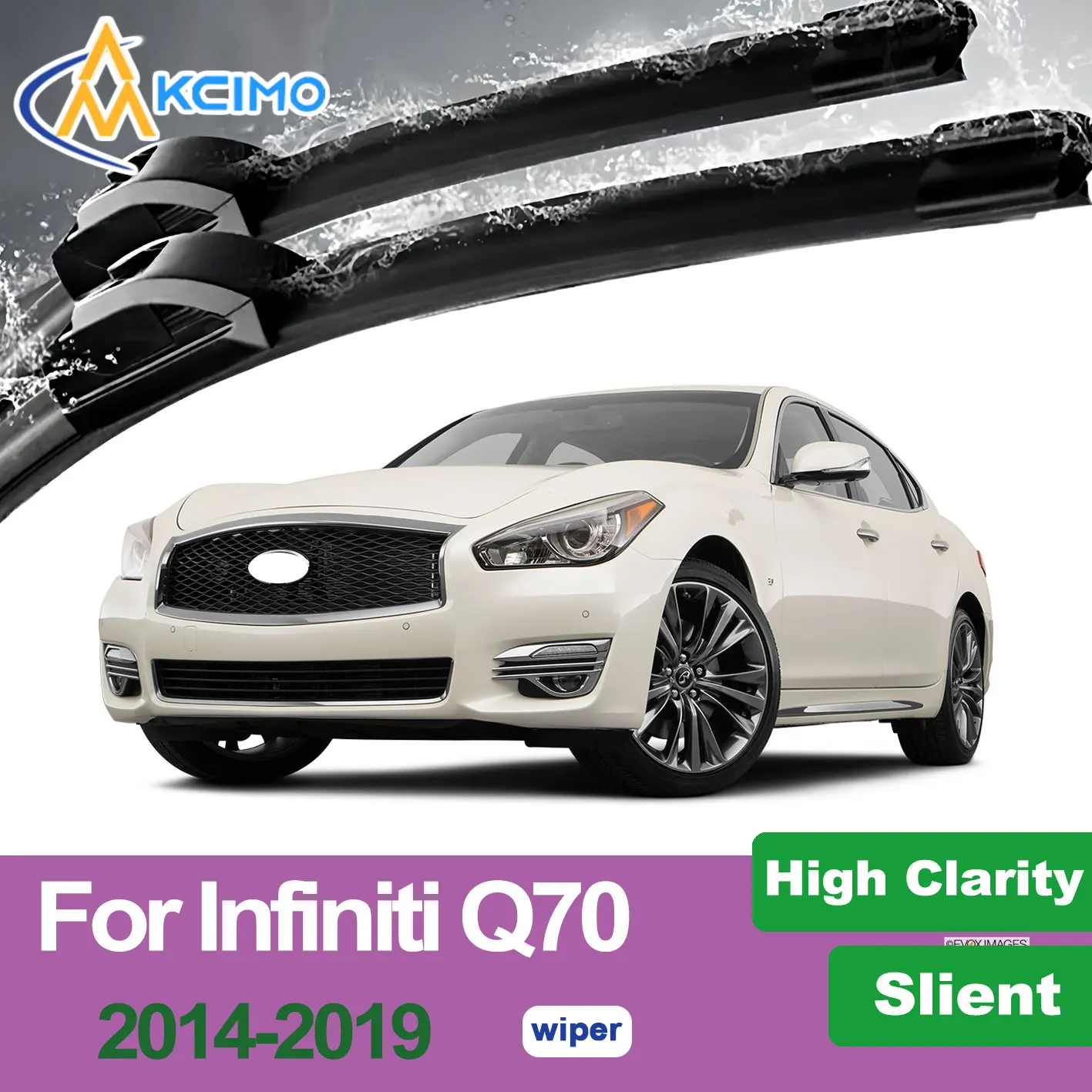 

Silent Windshield Wiper Blades Compatible with Infiniti Q70 2014-2019 Noiseless Universal Fit Effective Rain Brush For Car