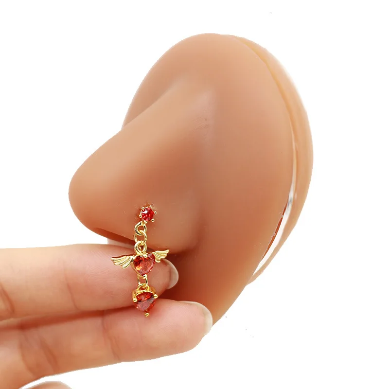 Heart Dangle Nose Rings for Women Surgical Steel Nose Piercing Jewelry High Quality CZ Body Piercing Jewelry