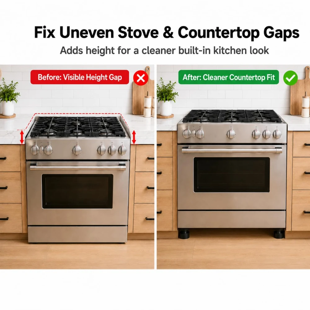 New 2/4 Pack Stove Leg Extensions 3/4 Inch Lift for Uneven Stove Oven & Range Legs, Heavy Duty Non-Slip Appliance Riser Pads