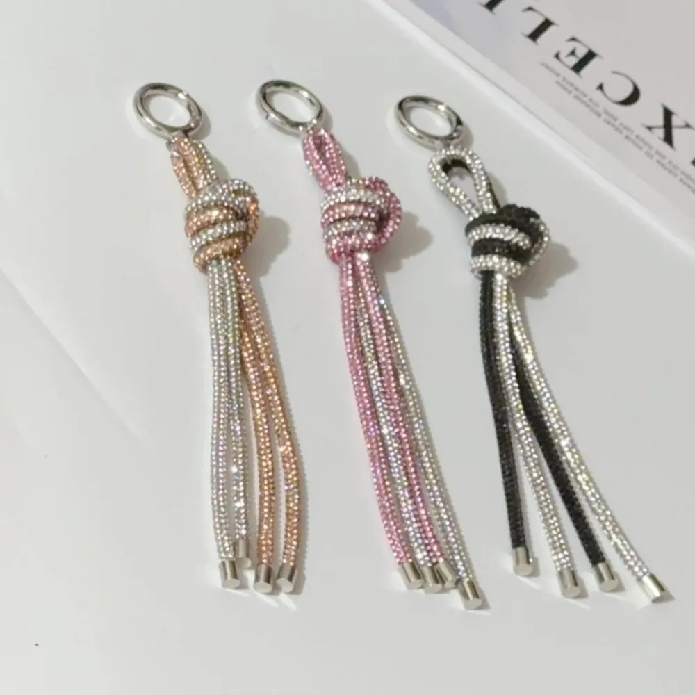 Sparkling Diamond Butterfly Knot Rope Colorful Korean Style Knot Bag Charm Hanging Decoration Sweet Style
