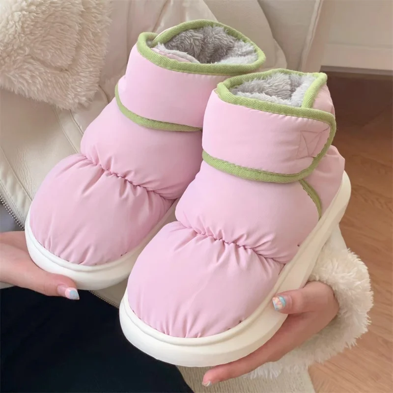 2024 New Sanrio Anime Kawaii Hello Kitty Snow Boots Cute Cartoon Girly Heart Winter Cotton Slippers Warm Shoes Birthday Gift