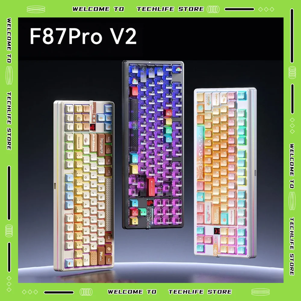 

Механическая клавиатура AULA F87 Pro V2, 3 режима, беспроводная связь, аккумулятор 12000 мАч, горячая замена, RGB, настраиваемая периферия для игровых ПК для киберспорта