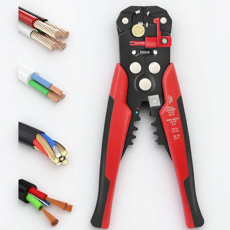 

3 in 1 Precision Self-Adjusting Wire Stripper Tool for AWG 10-22 Solid Wires Effortless Stripping Cutting Crimping Industrial