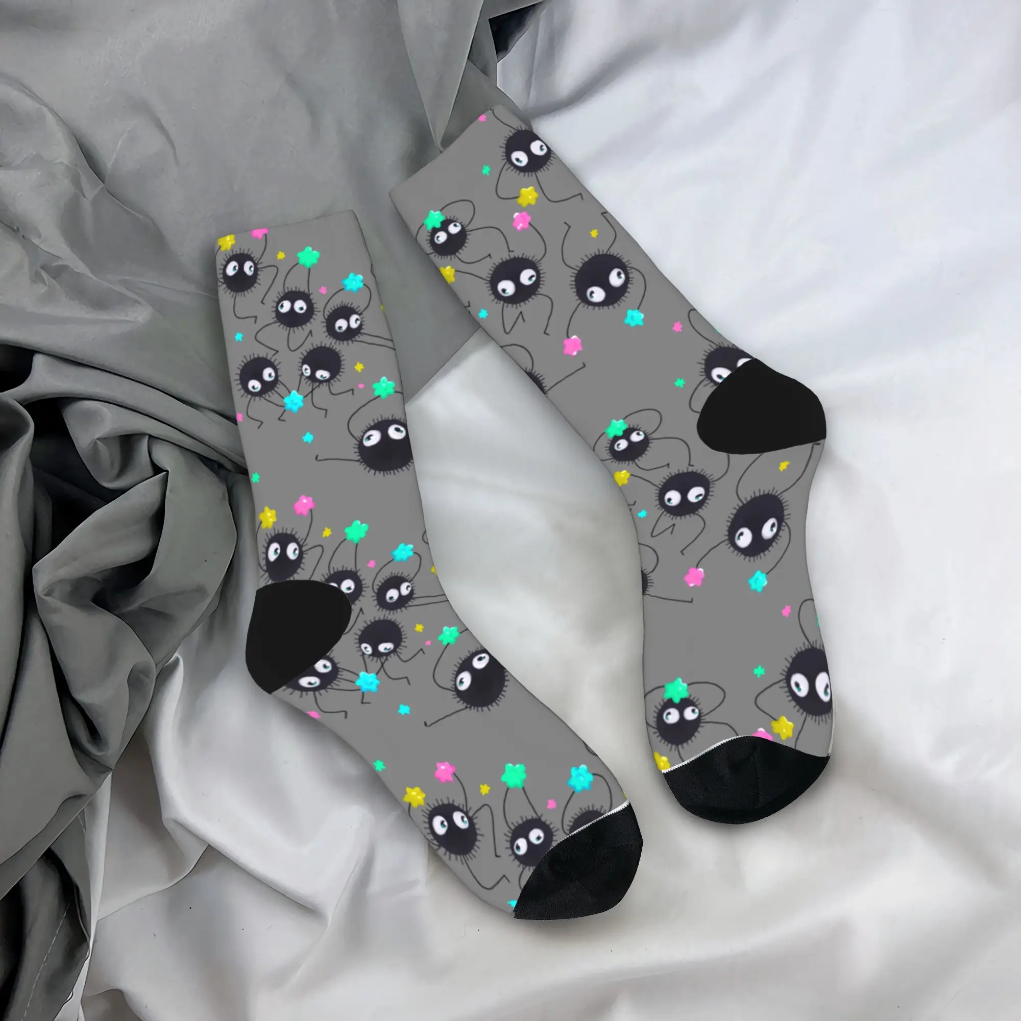 Fashion Men's Socks Casual Susuwatari Soot Sprites Anime Sock Polyester  Graphic Women's Socks Spring Summer Autumn Winter