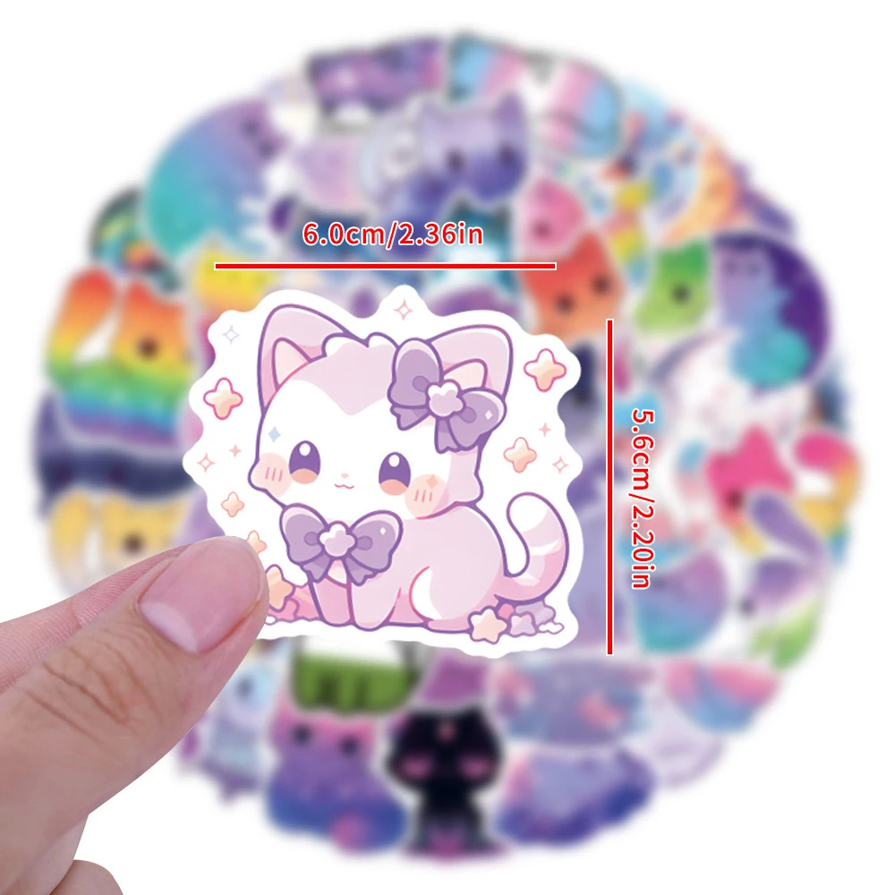 10/30/55 قطعة Kawaii الملونة السماء المرصعة بالنجوم القط ملصقات لطيف الكرتون الإبداعية الشارات DIY بها بنفسك محمول الهاتف الأمتعة الكتابة على الجدران ملصق حزمة #4