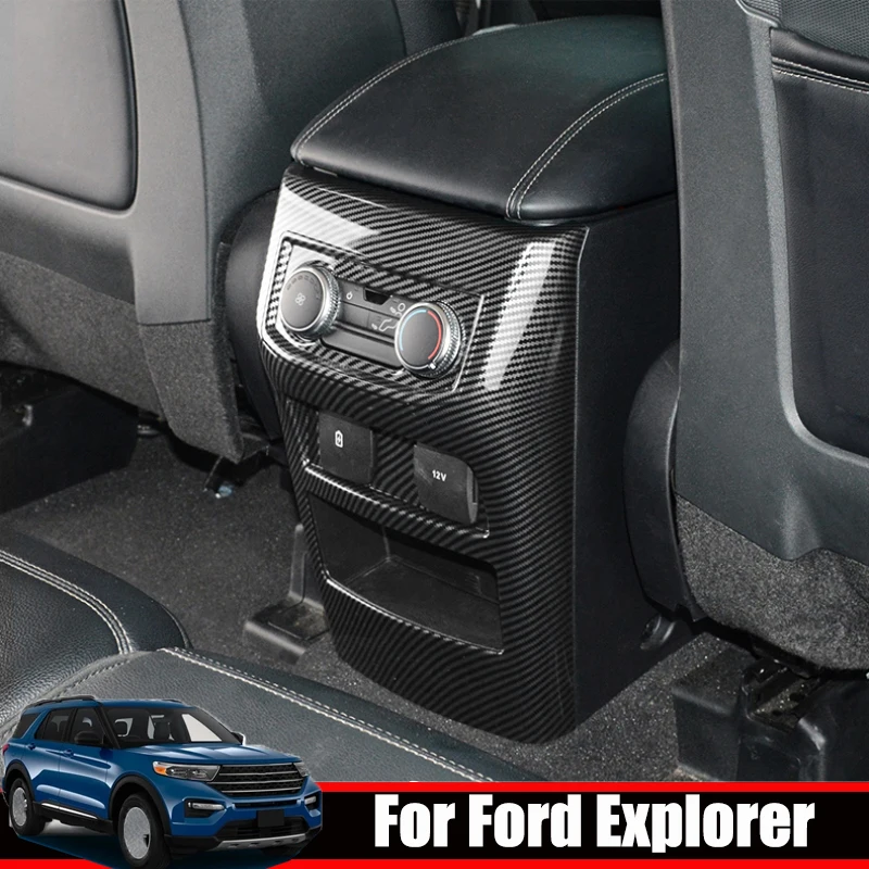 

Cover For Ford Explorer 2020 2021 2022 Abs Autobon Fiber Rear Air Condition Outlet Vent Knob Usb An-kick Panel Frame Styling